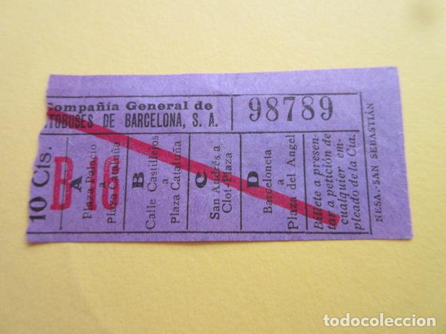 Colecionismos Bilhetes de Transporte: BILLETE CGA COMPA&Ntilde;IA GENERAL AUTOBUSES DE BARCELONA VER TRAYECTOS - CAPICUA 98789