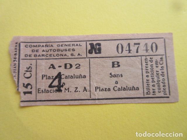 Colecionismos Bilhetes de Transporte: BILLETE CGA COMPA&Ntilde;IA GENERAL AUTOBUSES DE BARCELONA VER TRAYECTOS - CAPICUA 04740