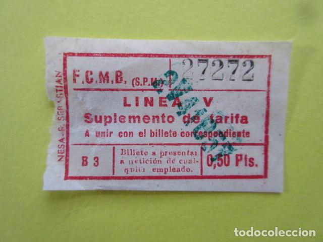 Collectables Transport Tickets: BILLETE CAPICUA 27272 METRO DE BARCELONA LINEA V 5 SUPLEMENTO TARIFA