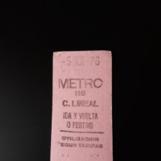 Coleccionismo Billetes de transporte: BILLETE METRO MADRID 1976 IDA Y VUELTA O FESTIVO ROSA. CIUDAD LINEAL. Lote 221337278