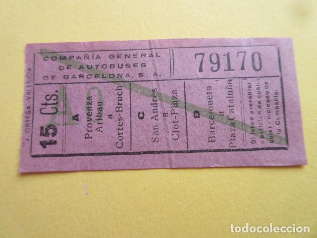 Colecionismos Bilhetes de Transporte: COLTR1 - ANTIGUO BILLETE COMPA&Ntilde;IA GENERAL DE AUTOBUSES BARCELONA CGA IDEAL COMENZAR COLECCION PAPEL