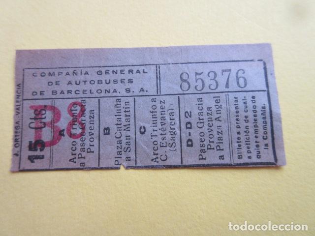 Collectionnisme Billets de transport: COLTR1 - ANTIGUO BILLETE COMPA&Ntilde;IA GENERAL DE AUTOBUSES BARCELONA CGA IDEAL COMENZAR COLECCION PAPEL