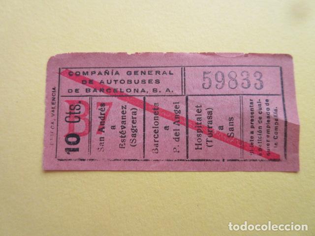 Collectionnisme Billets de transport: COLTR1 - ANTIGUO BILLETE COMPA&Ntilde;IA GENERAL DE AUTOBUSES BARCELONA CGA IDEAL COMENZAR COLECCION PAPEL