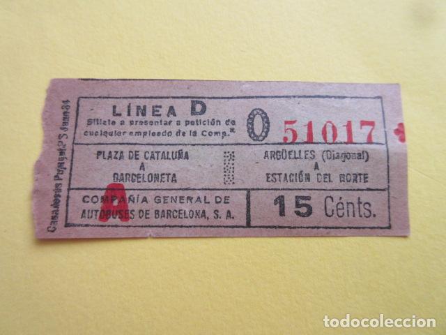 Colecionismos Bilhetes de Transporte: COLTR1 - ANTIGUO BILLETE COMPA&Ntilde;IA GENERAL DE AUTOBUSES BARCELONA CGA IDEAL COMENZAR COLECCION PAPEL