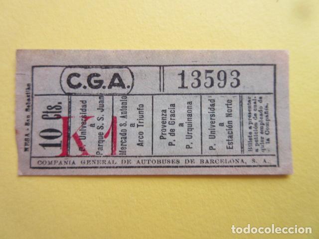 Collectables Transport Tickets: COLTR1 - ANTIGUO BILLETE COMPA&Ntilde;IA GENERAL AUTOBUSES DE BARCELONA CGA IDEAL COMENZAR COLECCION PAPEL