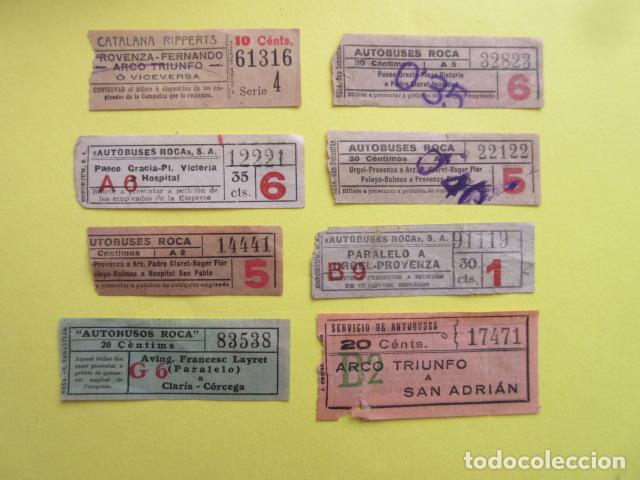 Coleccionismo Billetes de transporte: COLTR1 - LOTE 8 BILLETES CAPICUA AUTOUBES ROCA CATALANA RIPPERTS SERVICIOS AUTOBUSES
