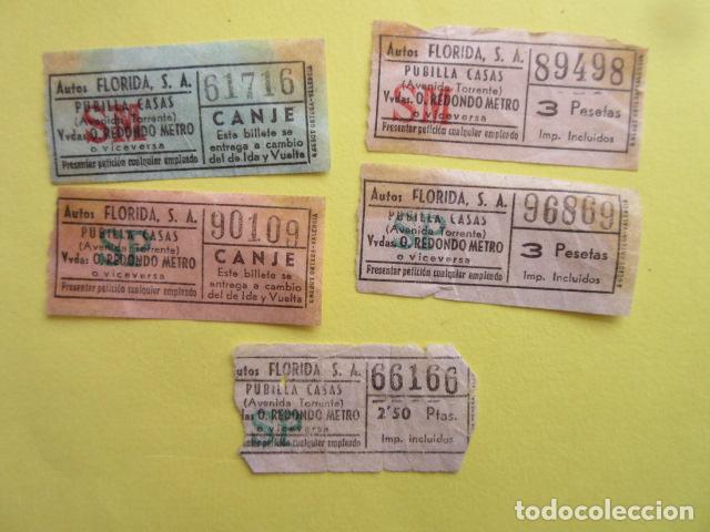 Collectionnisme Billets de transport: COLTR1 - LOTE 5 BILLETES CAPICUA AUTOBUSES FLORIDA HOSPITALET PUBILLA CASAS
