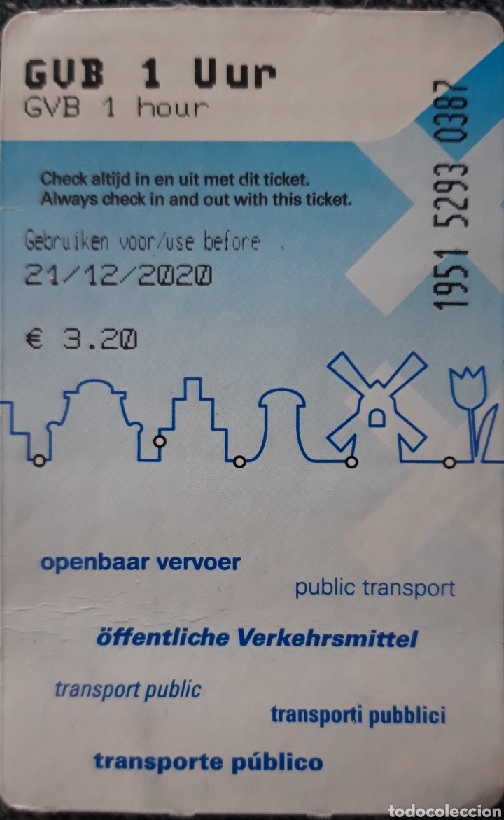 Colecionismos Bilhetes de Transporte: BILLETE TRANSPORTE de AMSTERDAM