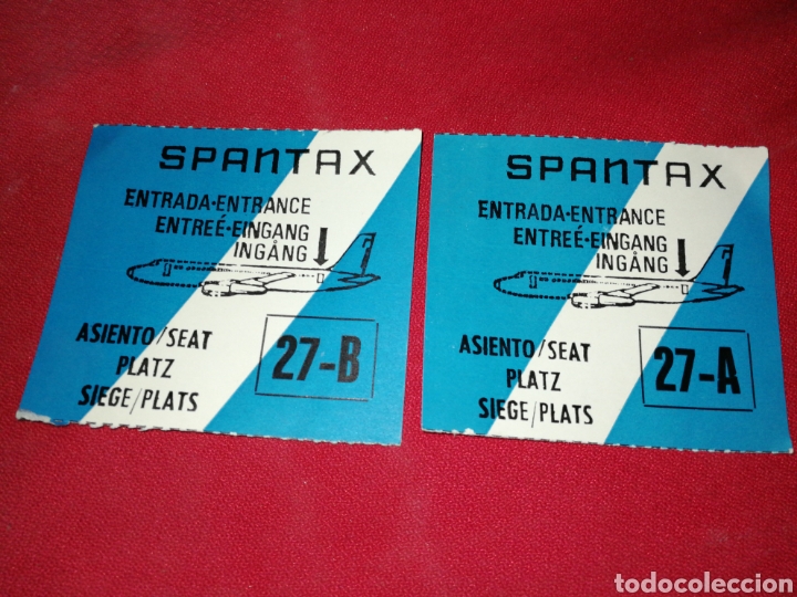 Sammeln von Fahrkarten: SPANTAX, A&Ntilde;OS 70,AEROL&Iacute;NEAS, 2 BILLETES