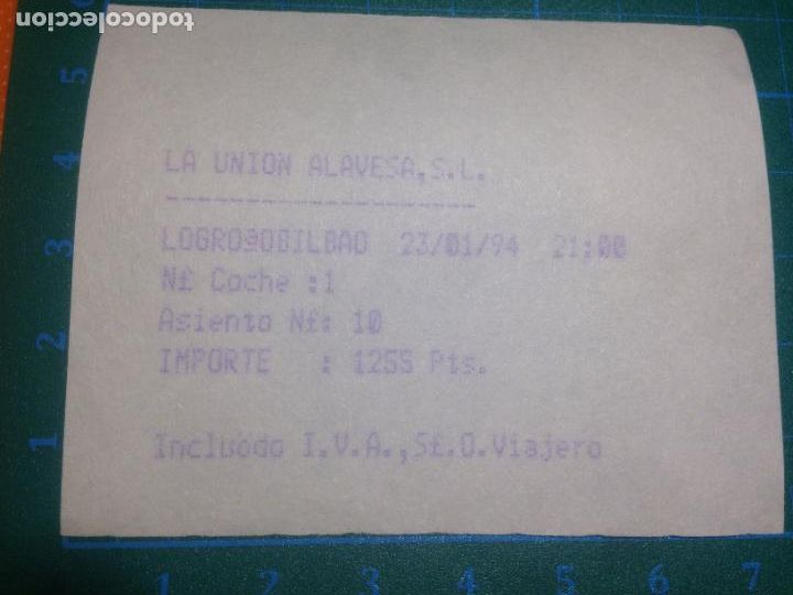 Sammeln von Fahrkarten: TICKET BUS LA UNION ALAVESA - LOGRO&Ntilde;O BILBAO - 23 ENERO 1994