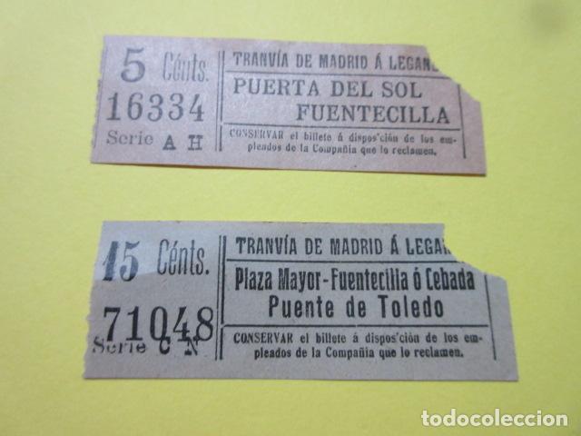 Coleccionismo Billetes de transporte: LOTE 2 BILLETES DIFERENTES MADRID TRANVIA A LEGANES