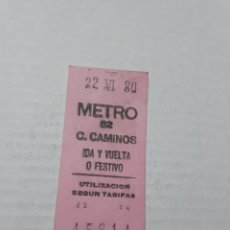 Coleccionismo Billetes de transporte: BILLETE METRO MADRID. CUATRO CAMINOS. IDA Y VUELTA O FESTIVO. AÑO 1980. Lote 223729300