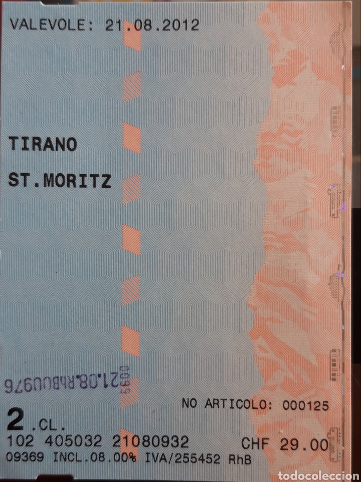 Collectionnisme Billets de transport: BILLETE TRANSPORTE DE TIRANO A ST. MORITZ