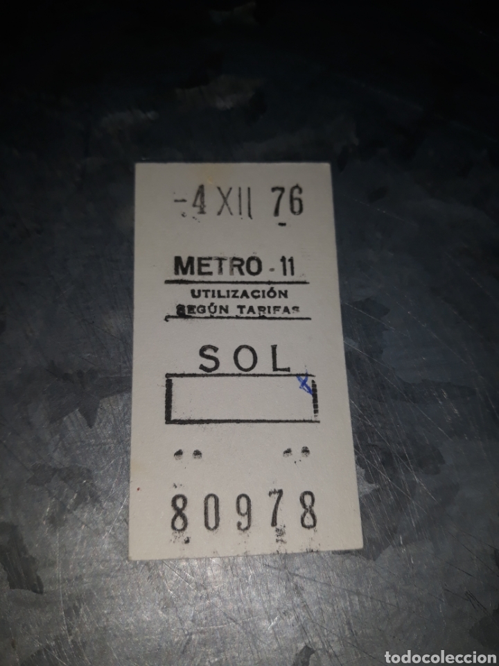 Colecionismos Bilhetes de Transporte: Billete metro Madrid. Sol. 4 diciembre 1976.