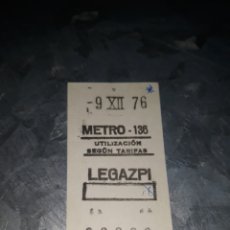 Coleccionismo Billetes de transporte: BILLETE METRO MADRID. LEGAZPI. AÑO 1976.. Lote 223848563