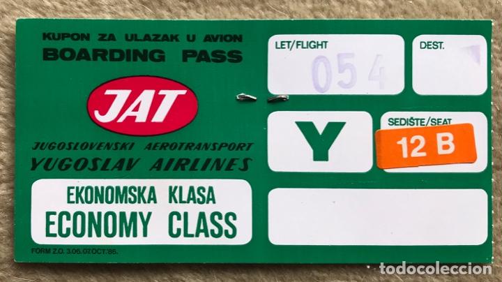 Colecionismos Bilhetes de Transporte: Antigua tarjeta de embarque de Yugoslav Airlines - Yugoslavia - Aeropuerto de Sarajevo - A&ntilde;o 1986