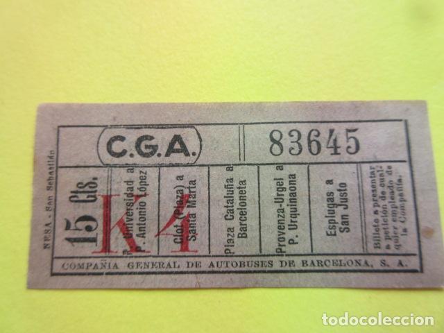 Collectionnisme Billets de transport: BILLETE CGA COMPA&Ntilde;IA GENERAL AUTOBUSES DE BARCELONA VER TRAYECTOS - CGA