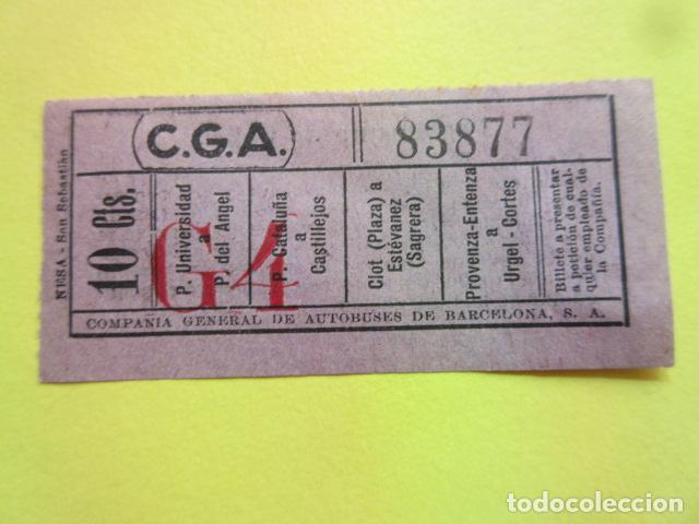 Collectionnisme Billets de transport: BILLETE CGA COMPA&Ntilde;IA GENERAL AUTOBUSES DE BARCELONA VER TRAYECTOS - CGA