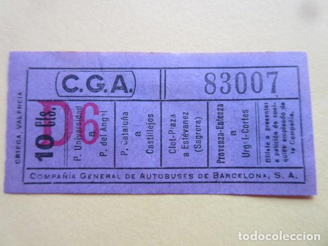 Collectionnisme Billets de transport: BILLETE CGA COMPA&Ntilde;IA GENERAL AUTOBUSES DE BARCELONA VER TRAYECTOS - CGA