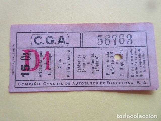 Collectionnisme Billets de transport: BILLETE CGA COMPA&Ntilde;IA GENERAL AUTOBUSES DE BARCELONA VER TRAYECTOS - CGA