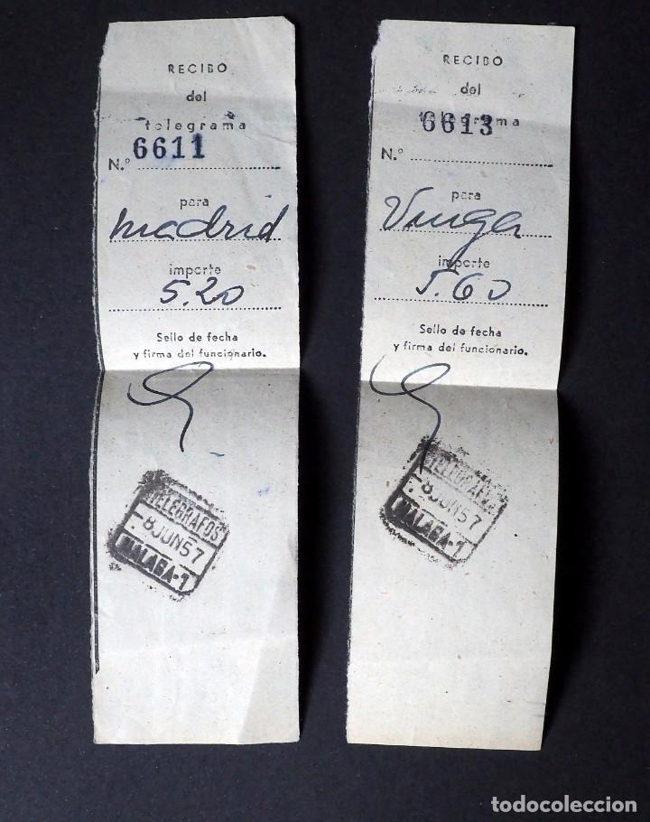 Coleccionismo Billetes de transporte: RECIBOS TELEGRAMA. MALAGA. A&Ntilde;O 1957