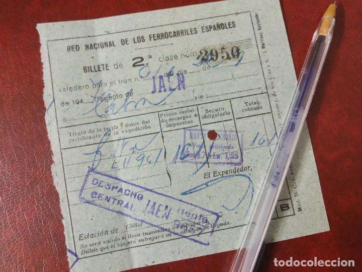 Collectionnisme Billets de transport: RED NACIONAL DE FERROCARRILES ESPA&Ntilde;OLES 2&ordf; CLASE JAEN CABRA GASTO ACCESORIO 1945.