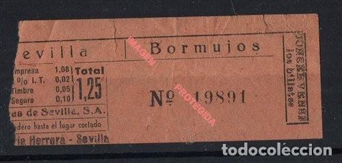 Sammeln von Fahrkarten: ANTIGUO BILLETE TRANVIAS DE SEVILLA, LINEA SEVILLA - BORMUJOS, capicua 19891