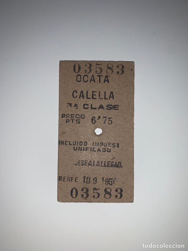 Sammeln von Fahrkarten: Billete de tren // Ocata - Calella // 3&ordf; clase // 1951