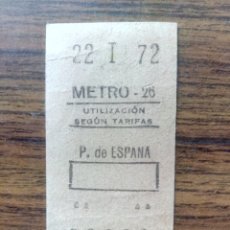 Coleccionismo Billetes de transporte: METRO PLAZA ESPAÑA MADRID 1972 TICKET BILLETE. Lote 229964745