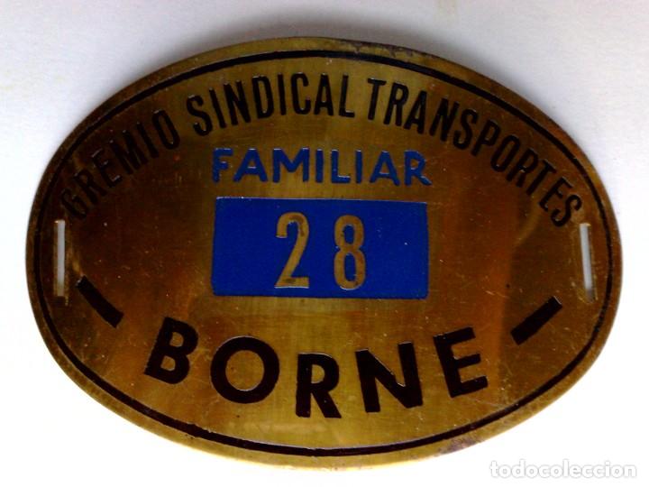 Colecionismos Bilhetes de Transporte: PLACA DE METAL DURO,GREMIO SINDICAL TRANSPORTES FAMILIAR,BORNE (11cm. x 7cm.) DESCRIPCI&Oacute;N.