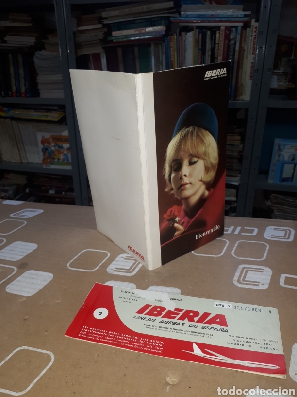 Collectionnisme Billets de transport: Antigua carpeta portadocumentos y billete iberia publicidad Pedro Domecq 1973