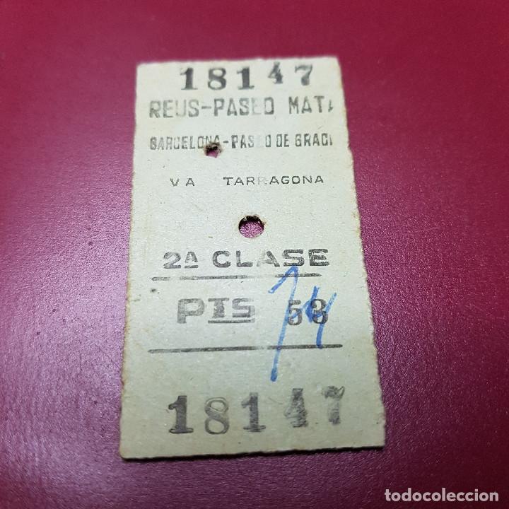 Collectables Transport Tickets: BILLETE DE TREN - REUS PASEO MATA - BARCELONA PASEO DE GRACIA - VIA TARRAGONA - RENFE - CLASE 2