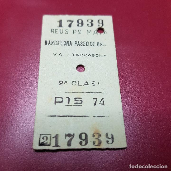 Collectables Transport Tickets: BILLETE DE TREN - REUS PASEO MATA - BARCELONA PASEO DE GRACIA - VIA TARRAGONA - RENFE - CLASE 2