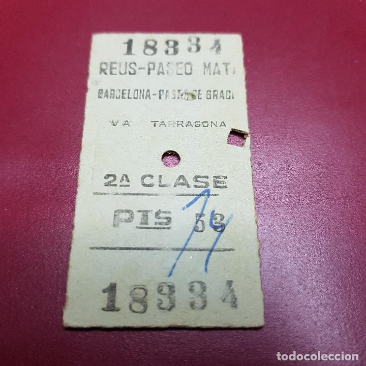 Collectionnisme Billets de transport: BILLETE DE TREN - REUS PASEO MATA - BARCELONA PASEO DE GRACIA - VIA TARRAGONA - RENFE - CLASE 2