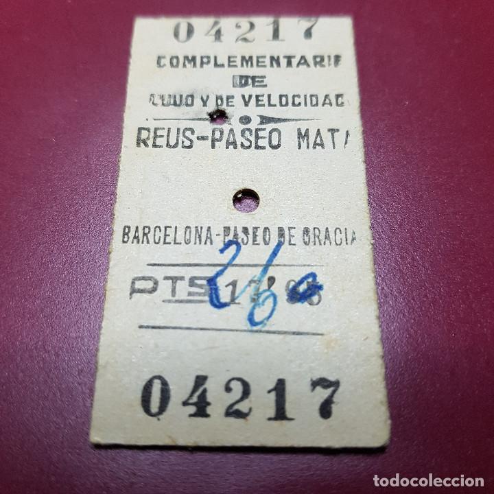 Collectionnisme Billets de transport: BILLETE DE TREN - COMPLEMENTARIO DE LUJO Y VELOCIDAD - REUS PASEO MAT BARCELONA PASEO GRACIA - RENFE