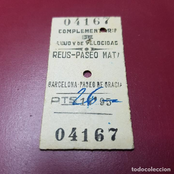 Collectionnisme Billets de transport: BILLETE DE TREN - COMPLEMENTARIO DE LUJO Y VELOCIDAD - REUS PASEO MAT BARCELONA PASEO GRACIA - RENFE