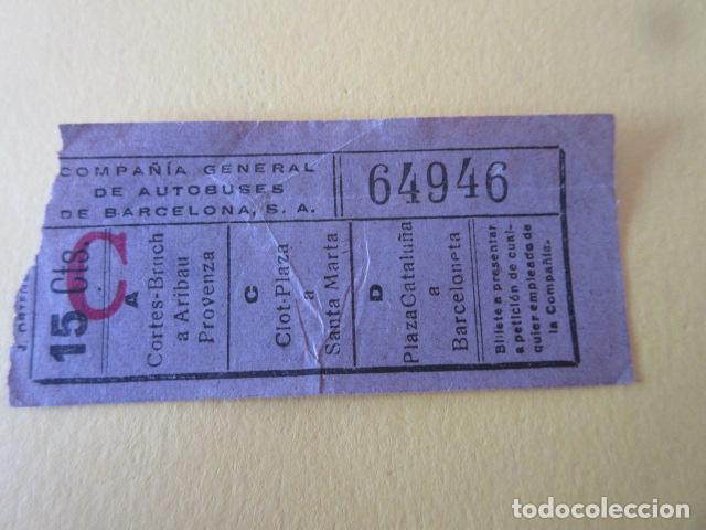 Collectionnisme Billets de transport: BILLETE CAPICUA 64946 CGA COMPA&Ntilde;IA GENERAL DE AUTOBUSES VER LOS TRAYECTOS EN FOTO