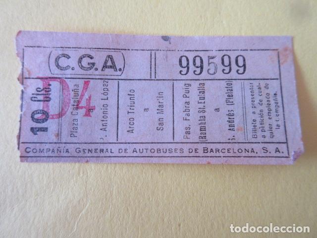 Collectionnisme Billets de transport: BILLETE CAPICUA 99599 CGA COMPA&Ntilde;IA GENERAL DE AUTOBUSES VER LOS TRAYECTOS EN FOTO