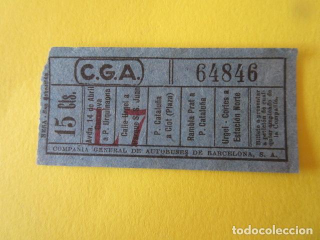 Collectables Transport Tickets: BILLETE CAPICUA 64846 CGA COMPA&Ntilde;IA GENERAL DE AUTOBUSES VER LOS TRAYECTOS EN FOTO