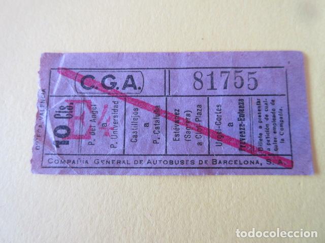 Collectionnisme Billets de transport: BILLETE CGA COMPA&Ntilde;IA GENERAL AUTOBUSES DE BARCELONA VER TRAYECTOS -