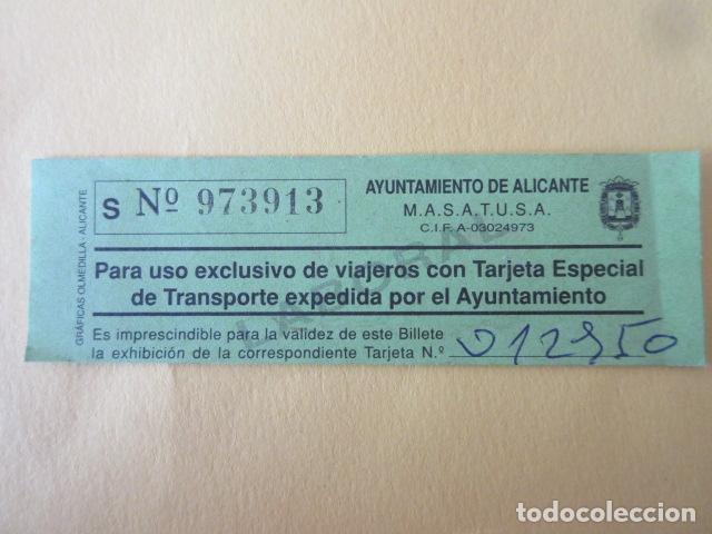 Collectionnisme Billets de transport: BILLETE LABORAL ALICANTE MASATUSA USO ESPECIAL TARJETA AYUNTAMIENTO