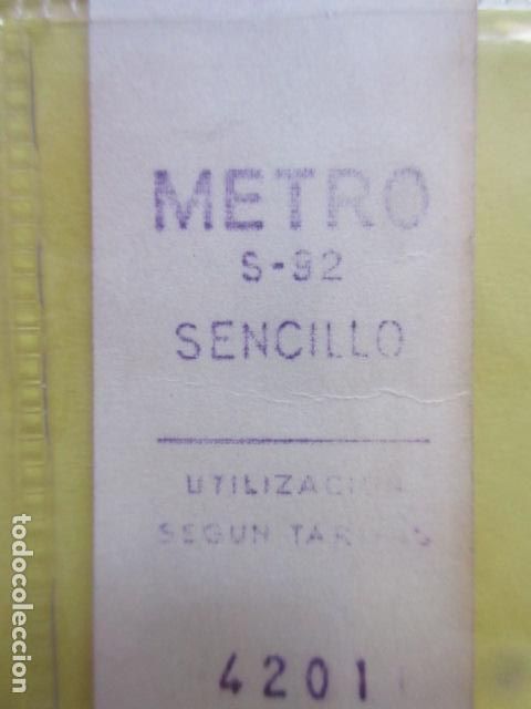 Collectables Transport Tickets: REFERENCIA REFMM01 - METRO MADRID - MODELO METRO SENCILLO COLOR BLANCO - S-92