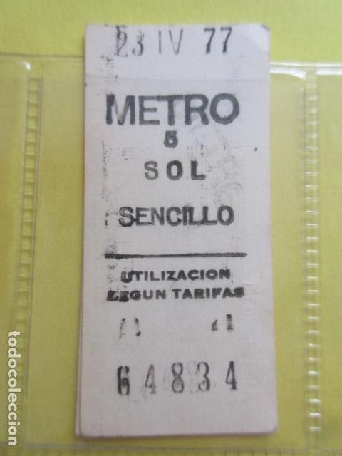Collectables Transport Tickets: REFERENCIA REFMM01 - METRO MADRID - MODELO PARADA SENCILLO COLOR BLANCO - SOL 5