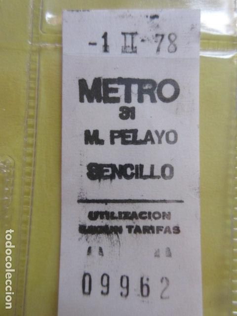 Coleccionismo Billetes de transporte: REFERENCIA REFMM01 - METRO MADRID - MODELO PARADA SENCILLO COLOR BLANCO - M. PELAYO 31