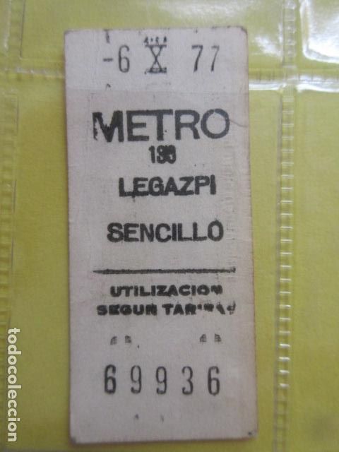 Collectables Transport Tickets: REFERENCIA REFMM01 - METRO MADRID - MODELO PARADA SENCILLO COLOR BLANCO - LEGAZPI 136?