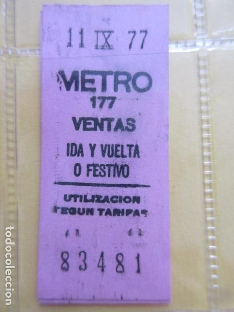 Collectables Transport Tickets: REFERENCIA REFMM01 - METRO MADRID - MODELO PARADA IDA VUELTA FESTIVO COLOR ROSA - VENTAS 177
