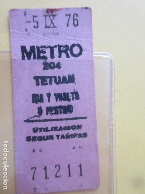 Coleccionismo Billetes de transporte: REFERENCIA REFMM01 - METRO MADRID - MODELO PARADA IDA VUELTA FESTIVO COLOR ROSA - TETUAN 204