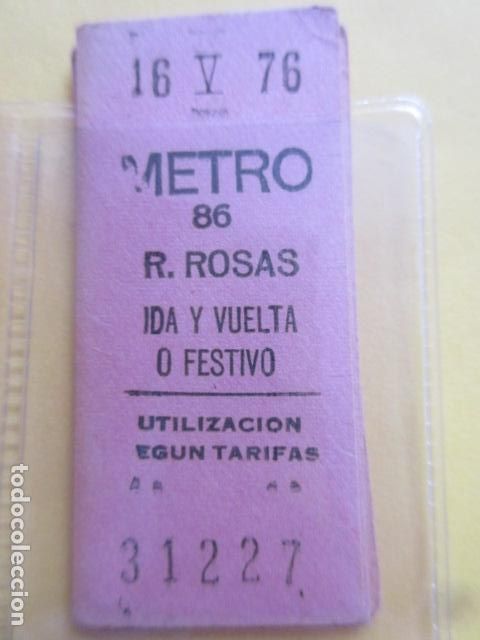 Collectables Transport Tickets: REFERENCIA REFMM01 - METRO MADRID - MODELO PARADA IDA VUELTA FESTIVO COLOR ROSA - R. ROSAS 86