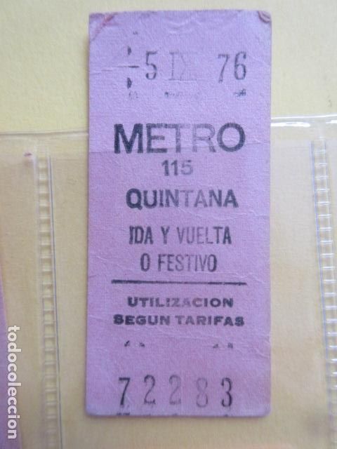 Coleccionismo Billetes de transporte: REFERENCIA REFMM01 - METRO MADRID - MODELO PARADA IDA VUELTA FESTIVO COLOR ROSA - QUINTANA 115