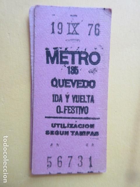 Coleccionismo Billetes de transporte: REFERENCIA REFMM01 - METRO MADRID - MODELO PARADA IDA VUELTA FESTIVO COLOR ROSA - QUEVEDO 135